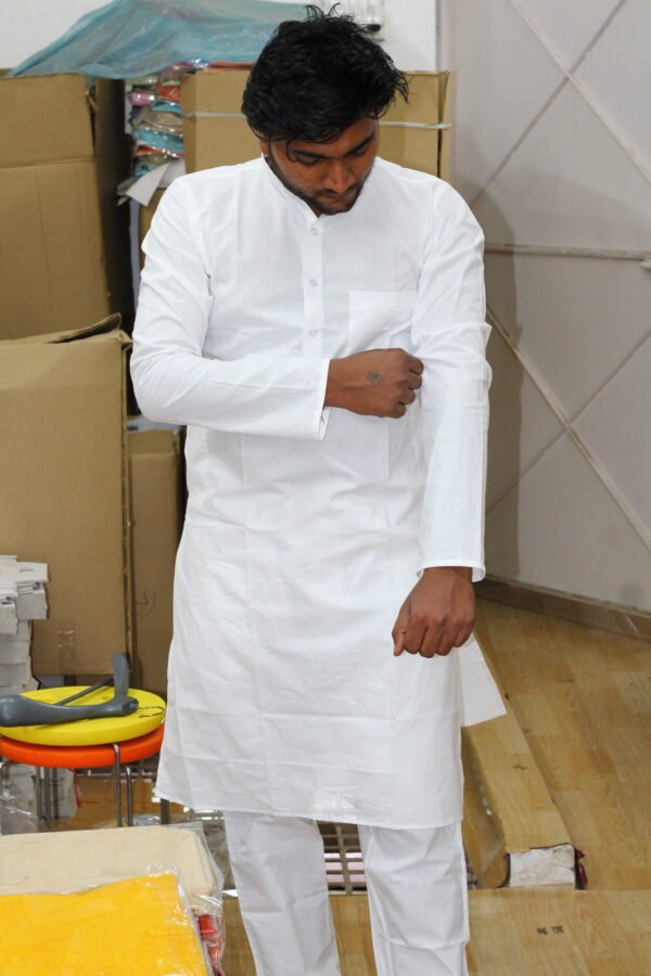 Golden Eye White Kurta Payjama Set - Image 5