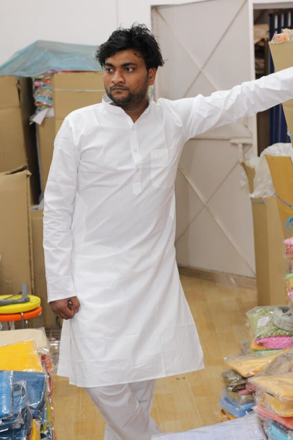 Golden Eye White Kurta Payjama Set - Image 4